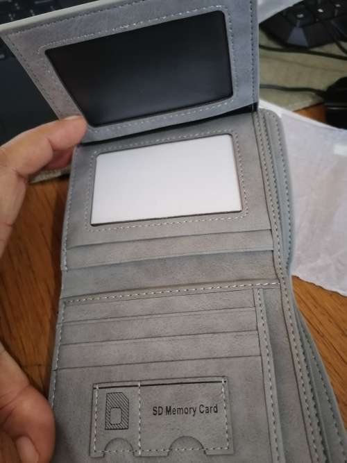 Vintage Designer Matte Leather Trifold Purse Card Holder - Gray