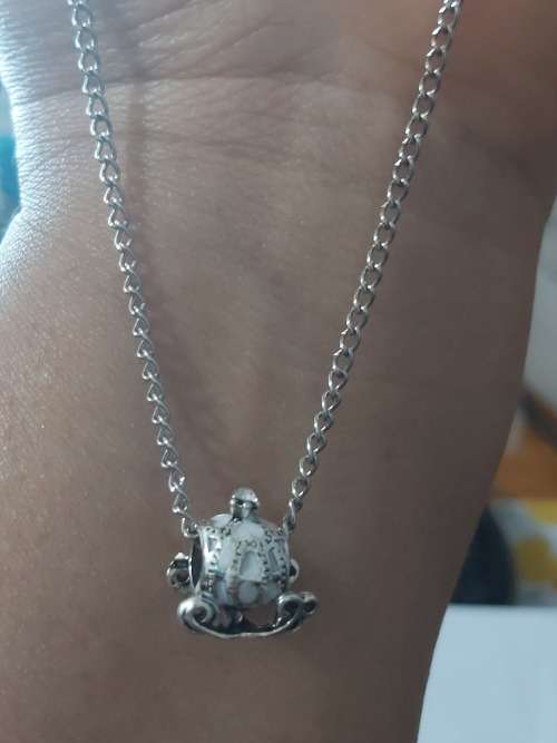 White Princess Belle Pumpkin Chariot Charm Beads Necklace