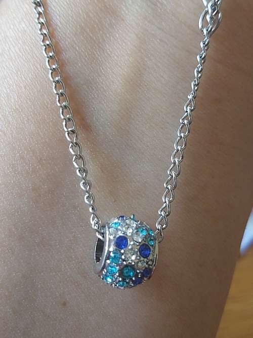 Blue Snow Ball European Charm Beads Necklace