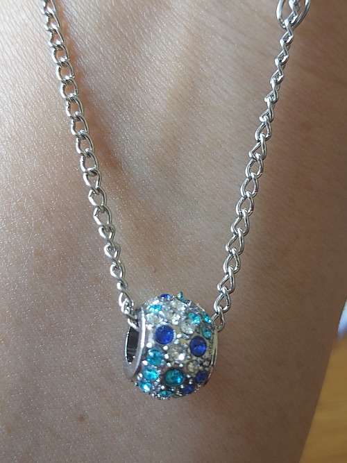 Blue Snow Ball European Charm Beads Necklace
