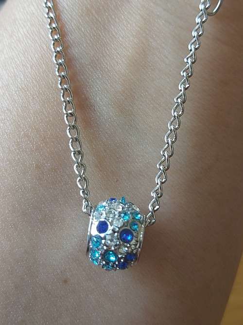 Blue Snow Ball European Charm Beads Necklace
