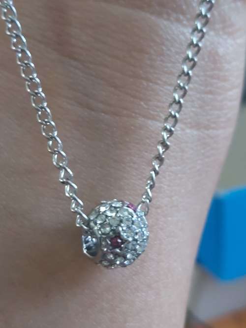 White Crystal Ball Charm Pendant with Necklace