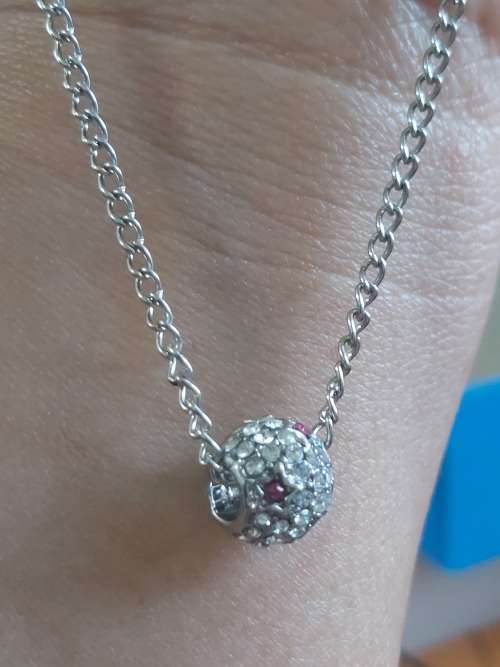 White Crystal Ball Charm Pendant with Necklace