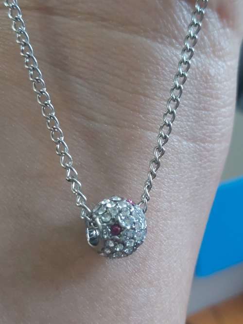 White Crystal Ball Charm Pendant with Necklace