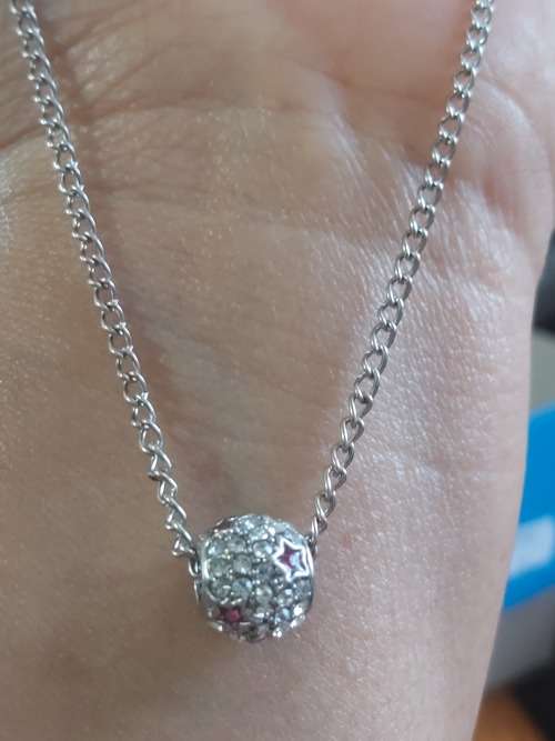 White Crystal Ball Charm Pendant with Necklace