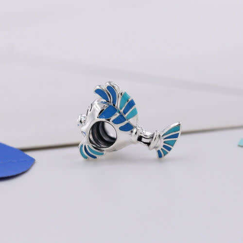 Silver Blue Fish Bead Suit Charms Bracelet