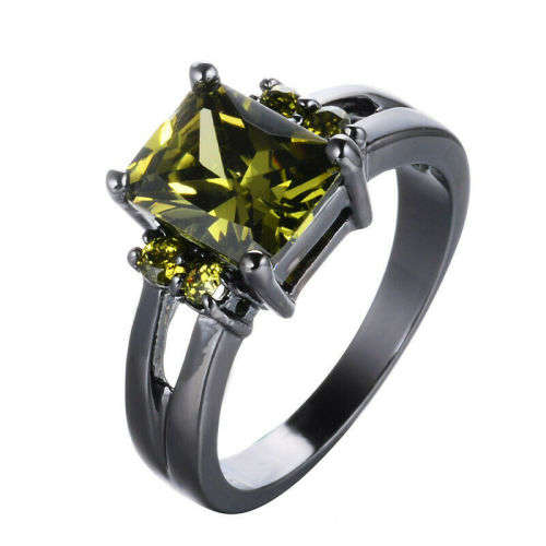 Light Topaz Crystal 10KT Black Gold Filled Ring Size 9