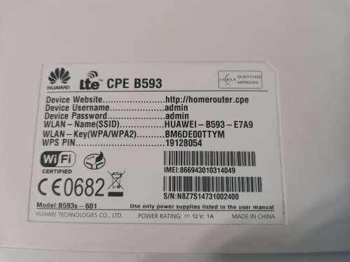 Latest Huawei 4G Router model B593 (It take a SIM CARD)