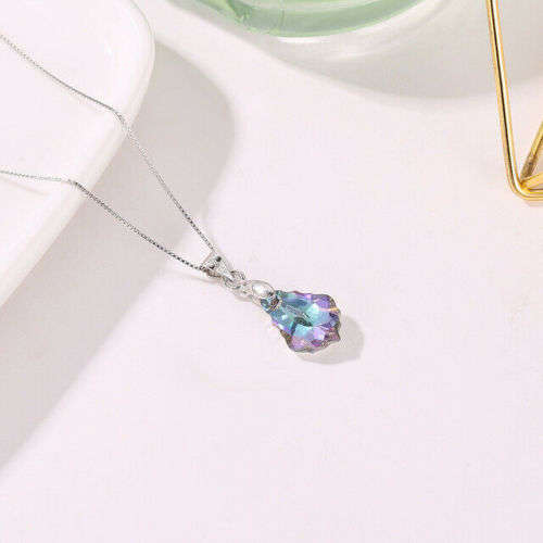 Silver Zircon Love Pendant Necklace Jewelry Ref9