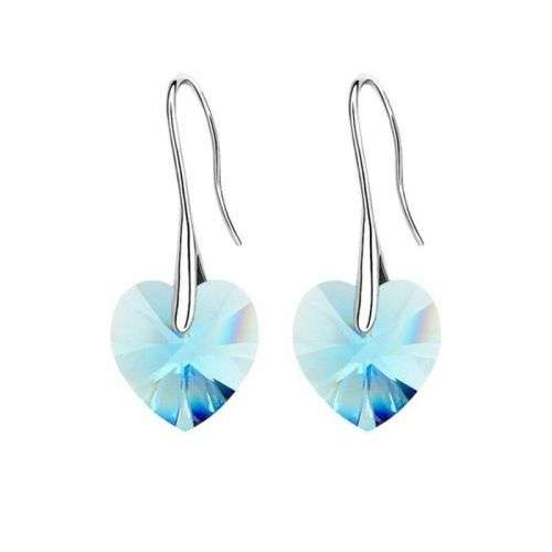 Silver Blue Crystal Dangle Drop Earring Jewelry Ref3