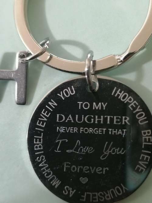 To My Daughter H Letters Keychain - Car Keyring Stainless Steel