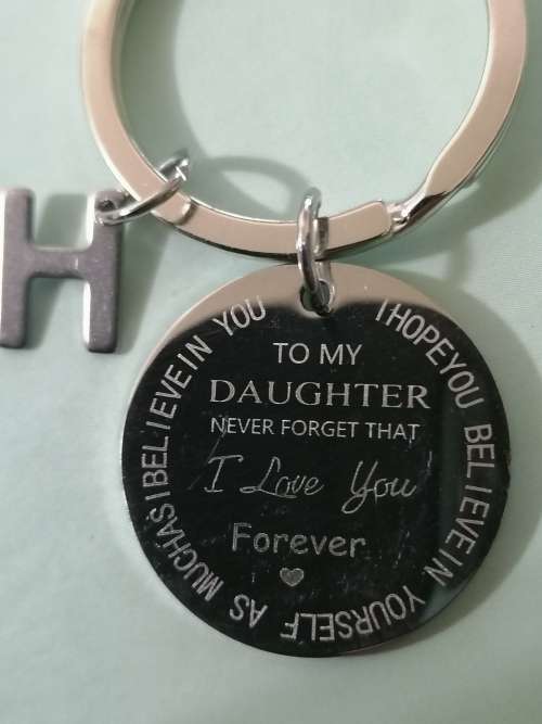 To My Daughter H Letters Keychain - Car Keyring Stainless Steel