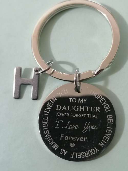 To My Daughter H Letters Keychain - Car Keyring Stainless Steel