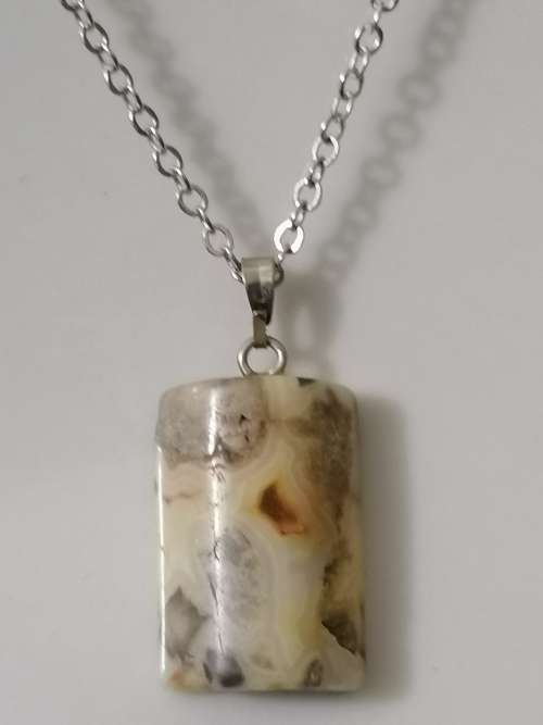 Natural Yellow Lace Agate Gemstone Pendant WITH NECKLACE