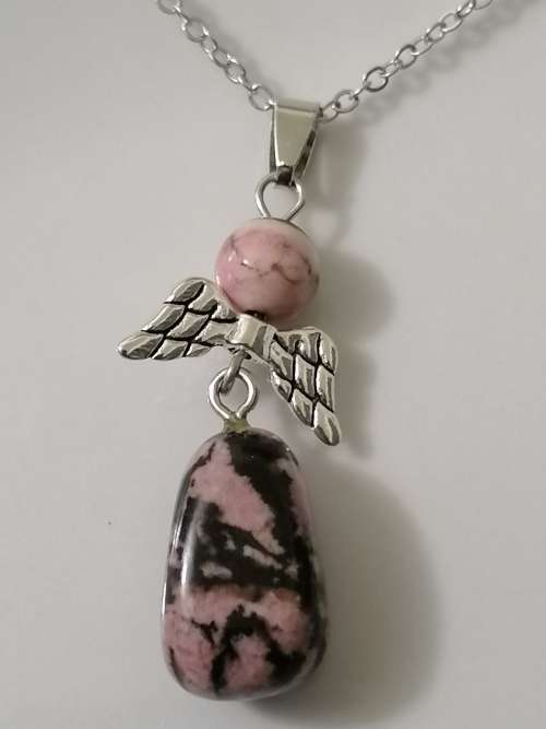 "Retail Price R650" Natural Natural Rhodonite Freeform Ball NECKLACE