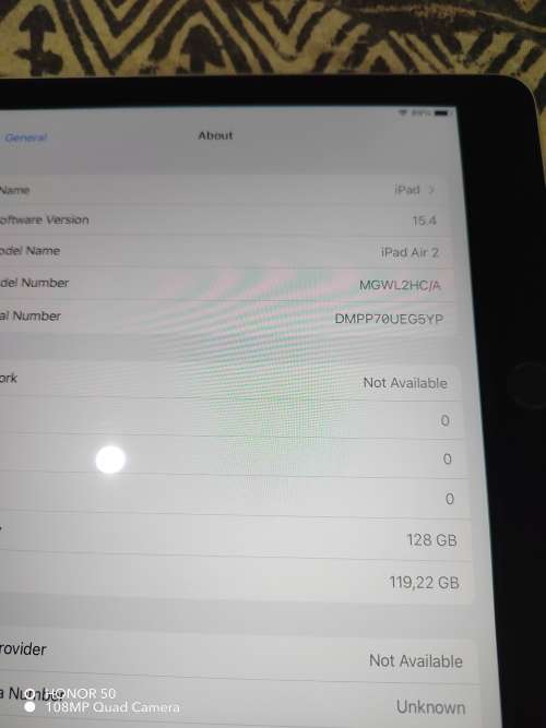 IPAD AIR 2 - 128GIG - WHITE - WIFI AND CELLULAR, NEVER BEEN REPAIRED