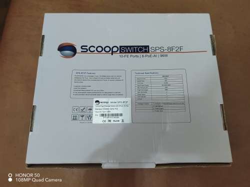 Scoop 8 Port Fast Ethernet Switch with 8 AI PoE Ports and 2 GE Uplink