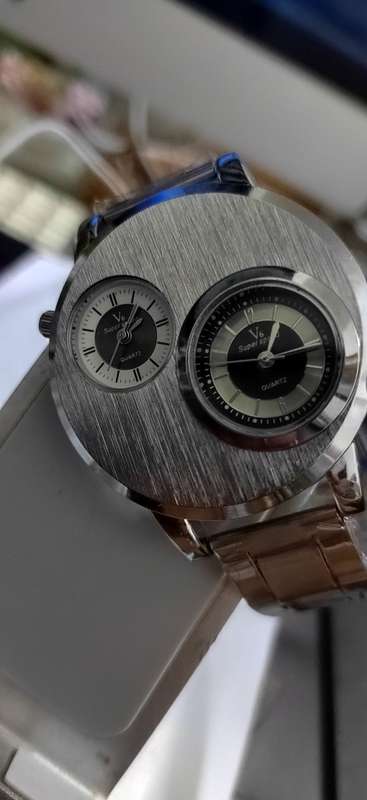 Double Face Fashion Mens Stainless Steel Watches Luxury Quartz