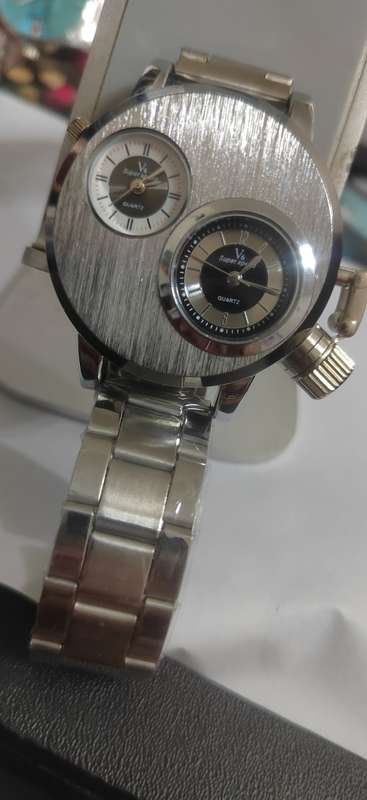 Double Face Fashion Mens Stainless Steel Watches Luxury Quartz