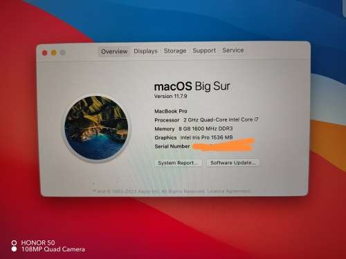 MacBook Pro i7, Retina 15inch Late 2013 250GB SSD and 8GB RAM
