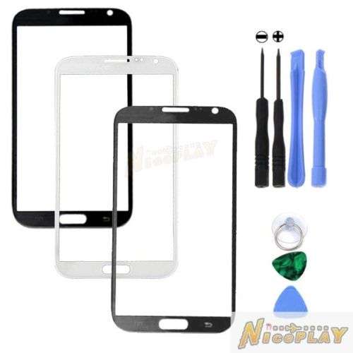 Samsung Note 2 N7100 Front Screen Glass, Double sided tape + 8 Tools for Replacement - free shipping
