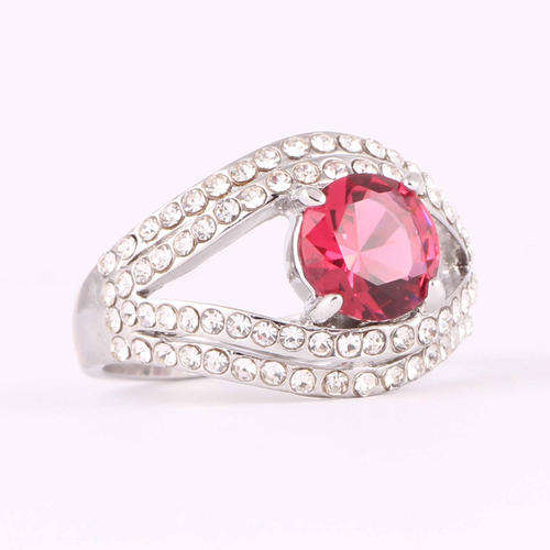 14KT White Gold Filled Ruby Sapphire Wedding Ring Gift size 9