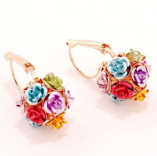 9K Yellow Gold Filled & Rose Shape Earring