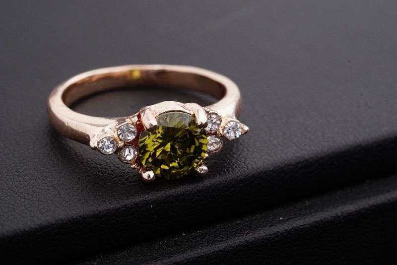 9K Rose Gold Filled Rings Green Cubic Zircon Size 9