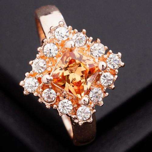 9K Rose Gold Filled Rings Champagne Cubic Zircon Size 11