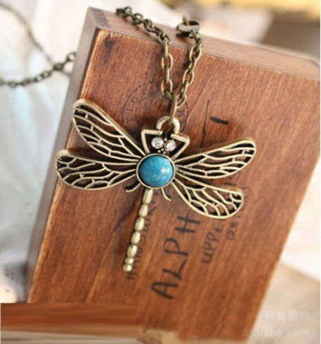 dragonfly pendant necklace sweater chain