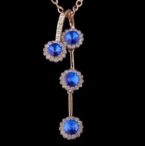 9K Yellow Gold Filled Crystal Necklace with Pendant
