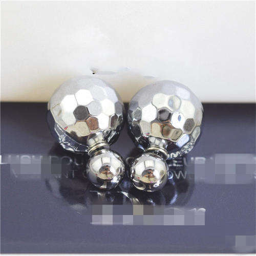 Double Sides Earrings Two Ball Stud Black Earrings