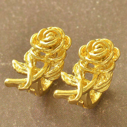 9K Yellow Gold Filled Womens Flower Hoop Earrings