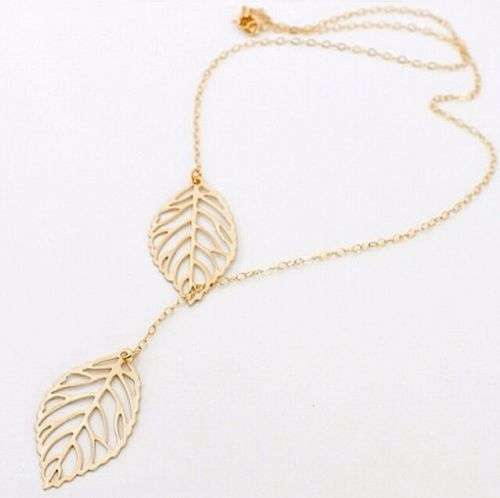9K Yellow Gold Filled Leaf Shape Necklace & Pendant