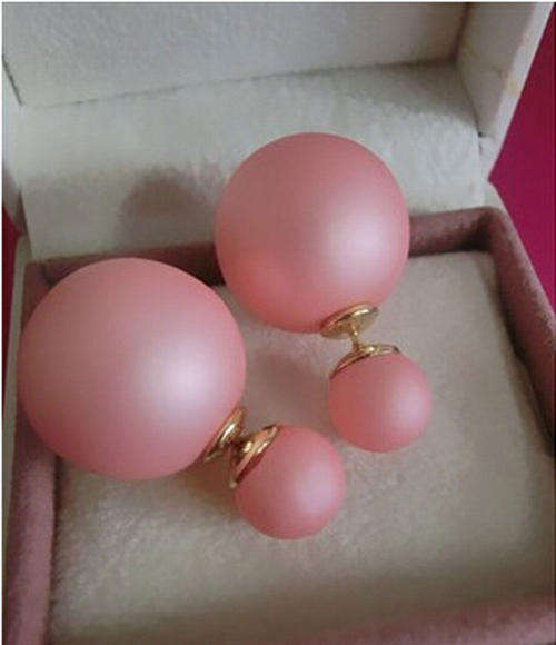 Double Two Sides Gift Ball Beads Ear Stud Plug Bubble Earrings