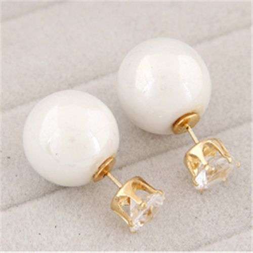 Double Two Sides Gift Ball Beads Ear Stud Plug Bubble Earrings
