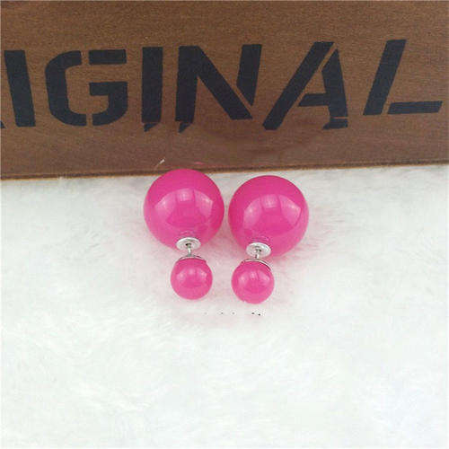 Double Two Sides Gift Ball Beads Ear Stud Plug Bubble Earrings