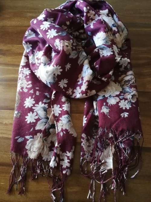 Burgundy colour floral Scarf