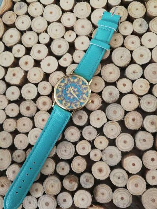 Boho style print watch with teal strap