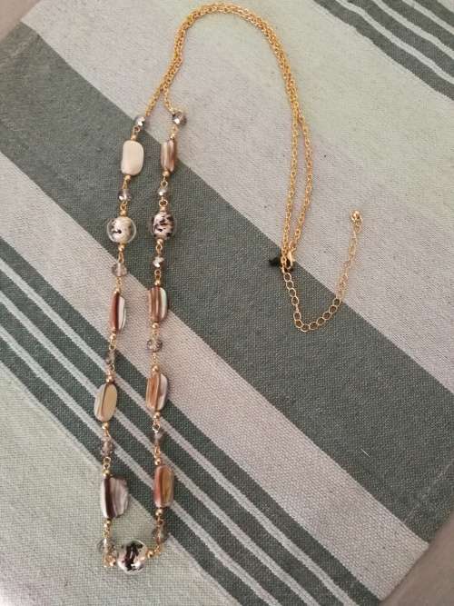 Gold and champagne long necklace