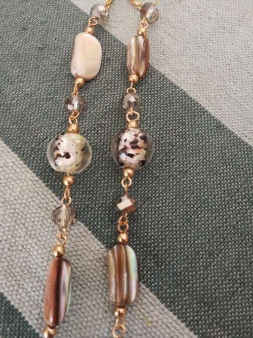 Gold and champagne long necklace