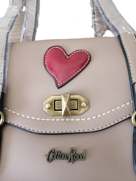Satchel handbag, beige Cotton Road *Sale*