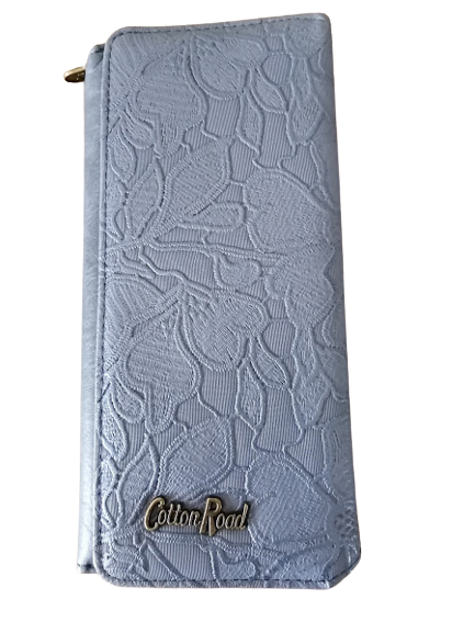 Cotton Road Denim blue embossed purse