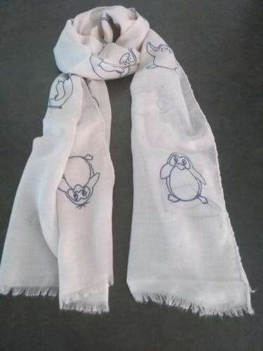 *Summer Scarf* Beige scarf with Penguin motif