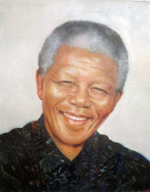 Nelson Mandela Oil Painting (Not Inkjet Printed)