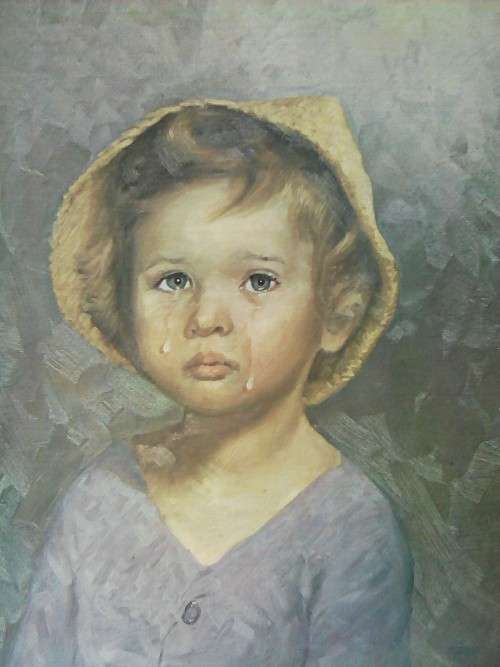 GIOVANNI BRAGOLIN!! CRYING GIRL, print on board.