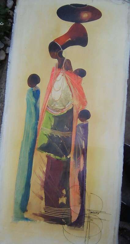 LARGE ORIGINAL NDABUKO NTULI PAINTING 96.5CM X 43.2CM