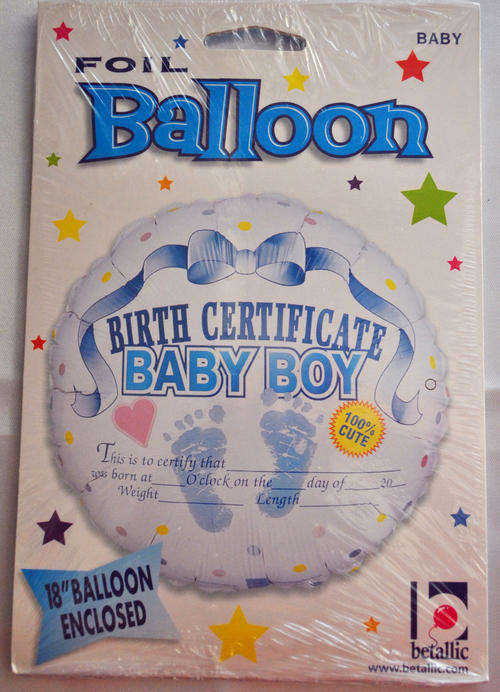 Birth Certificate foil balloon 45cm