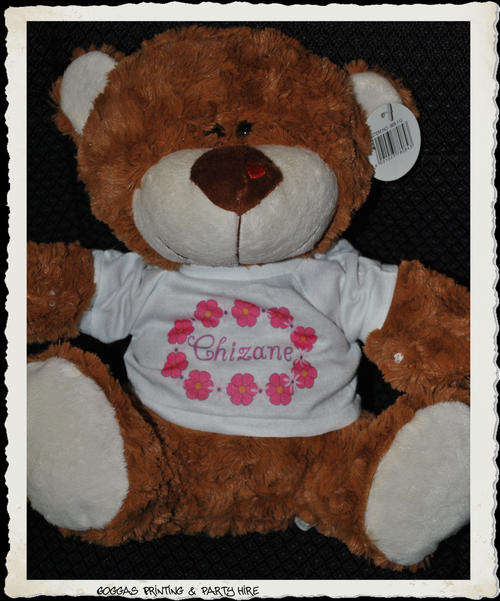 teddy bear with personalized t-shirt