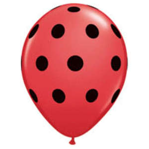 Black/red polkadot balloon